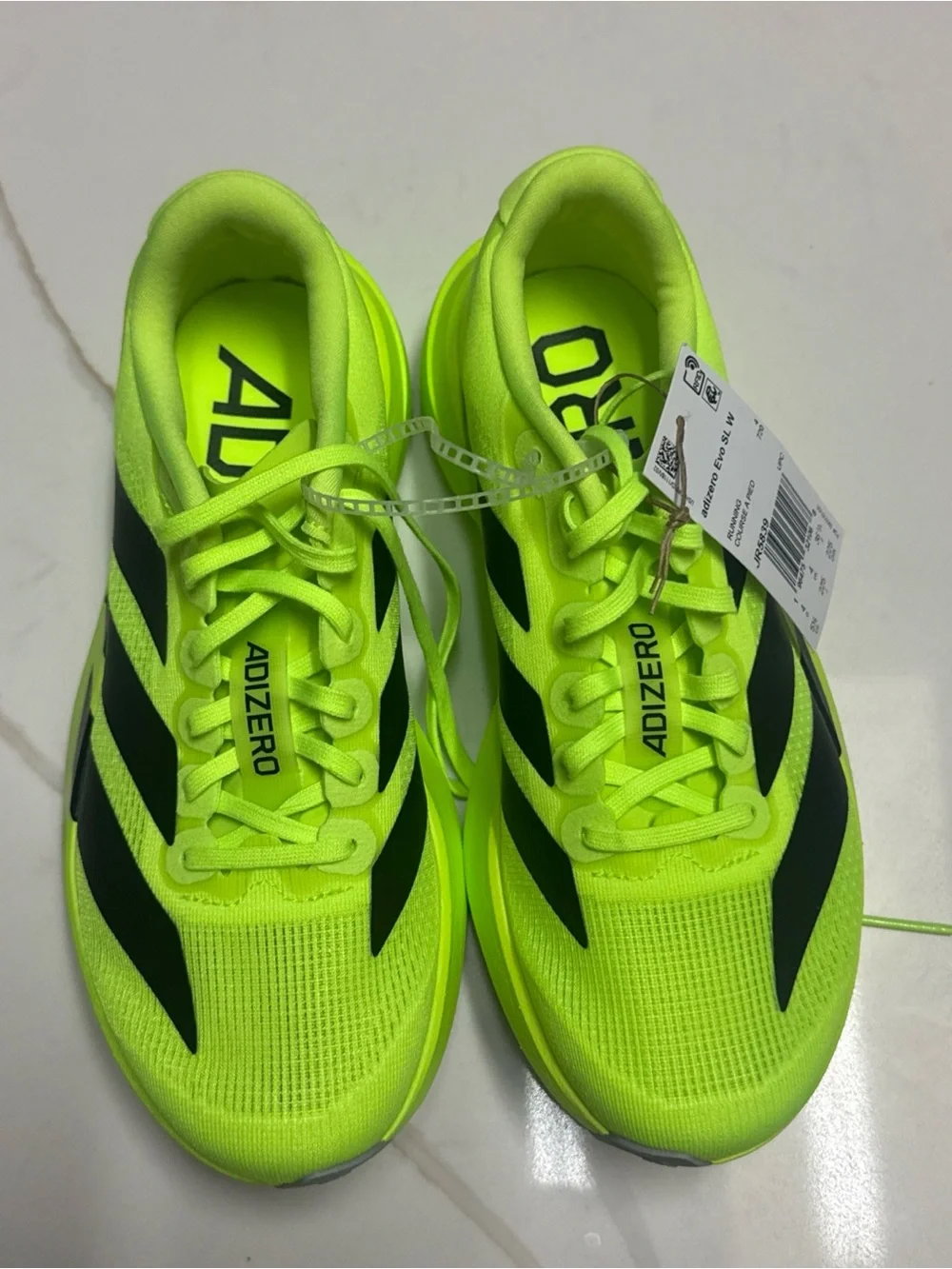 New Adidas Adizero Evo SL Running Shoes Lucid Lemon Black Womens Size 5.5 JR5839